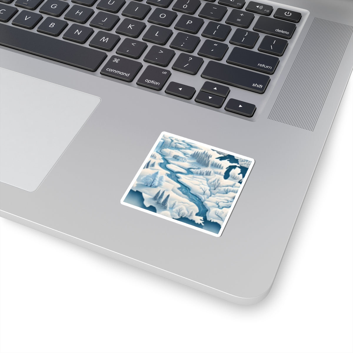 Winter USA Dreamscape Snowy Map Sticker for Laptop Water Bottle