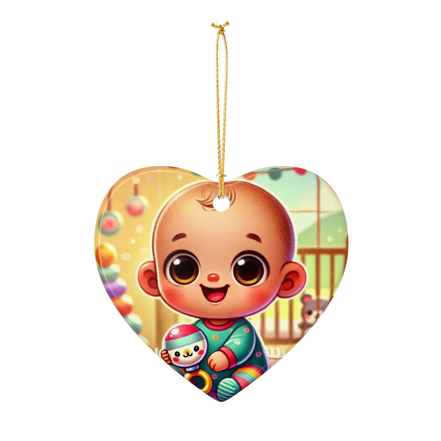 Cheerful Baby Nursery Playroom Art Ceramic Ornament, Holiday Keepsake and Gift