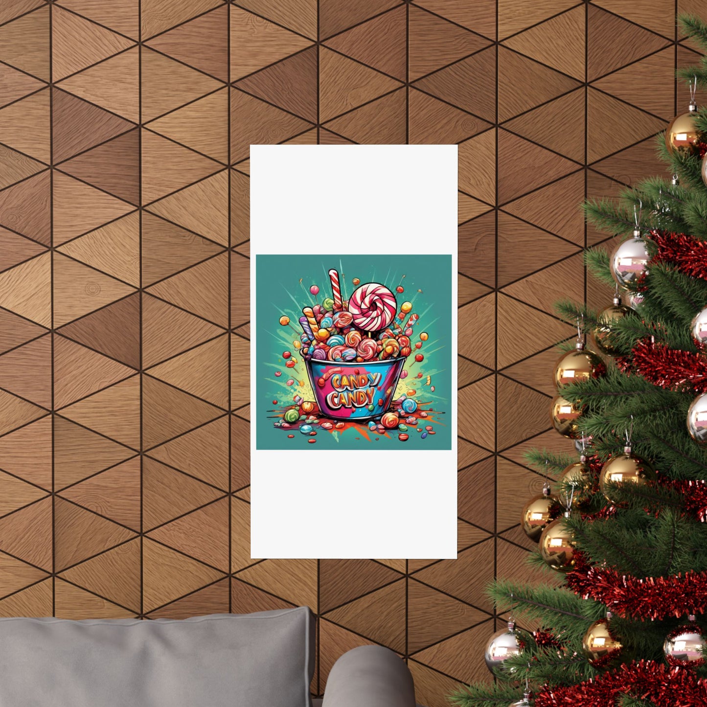 Holiday Candy Bucket Sweets Gift Art Poster