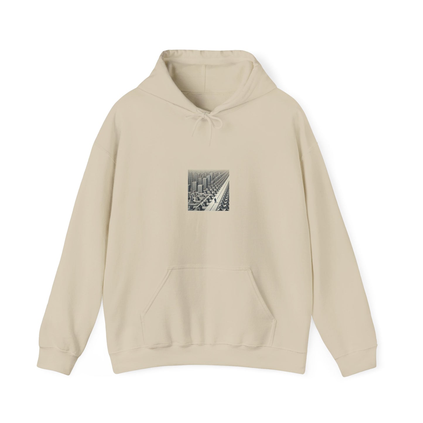 Monochrome Urban Factory Cityscape Graphic Hoodie Architecture Gift