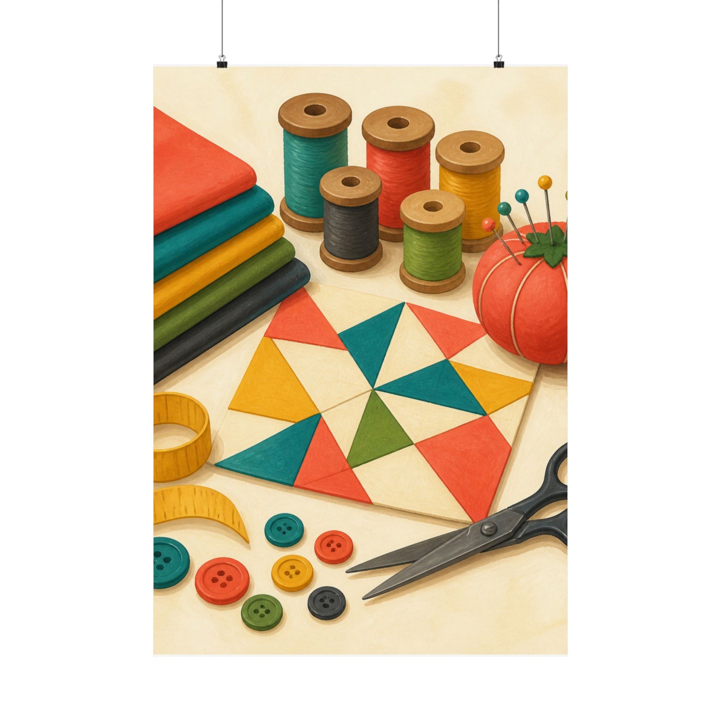 Colorful Sewing and Quilting Hobby Poster