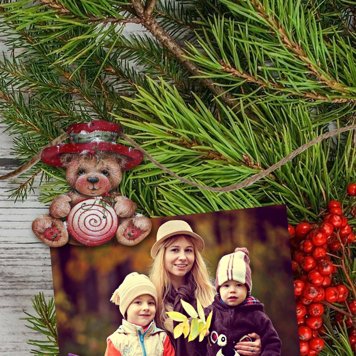 Spirit of Christmas Clip-On Eco Wood Decorative Ornaments Set of 6 by Jamie Mills-Price - Christmas Décor - 8090052C-MP-S6