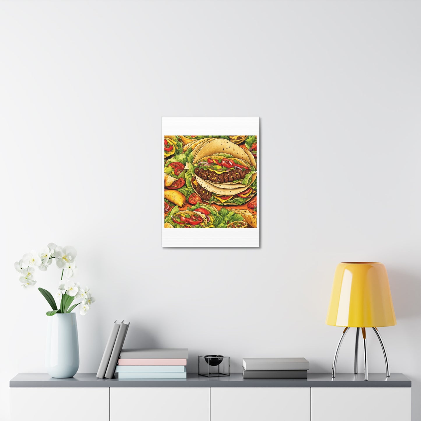 Stacked Taco Fiesta Foodie Gift Art Canvas