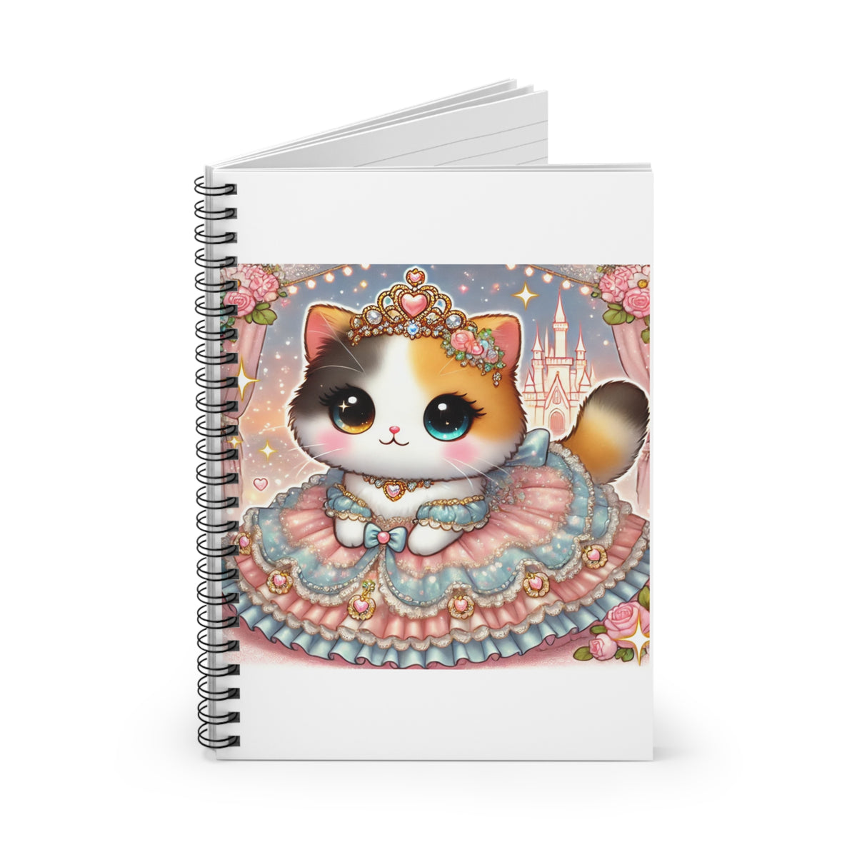 Pastel Princess Calico Cat Fantasy Spiral Notebook