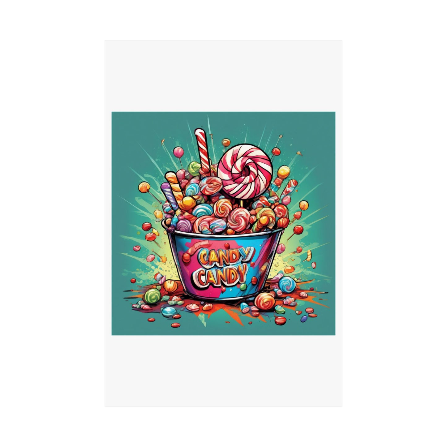 Holiday Candy Bucket Sweets Gift Art Poster