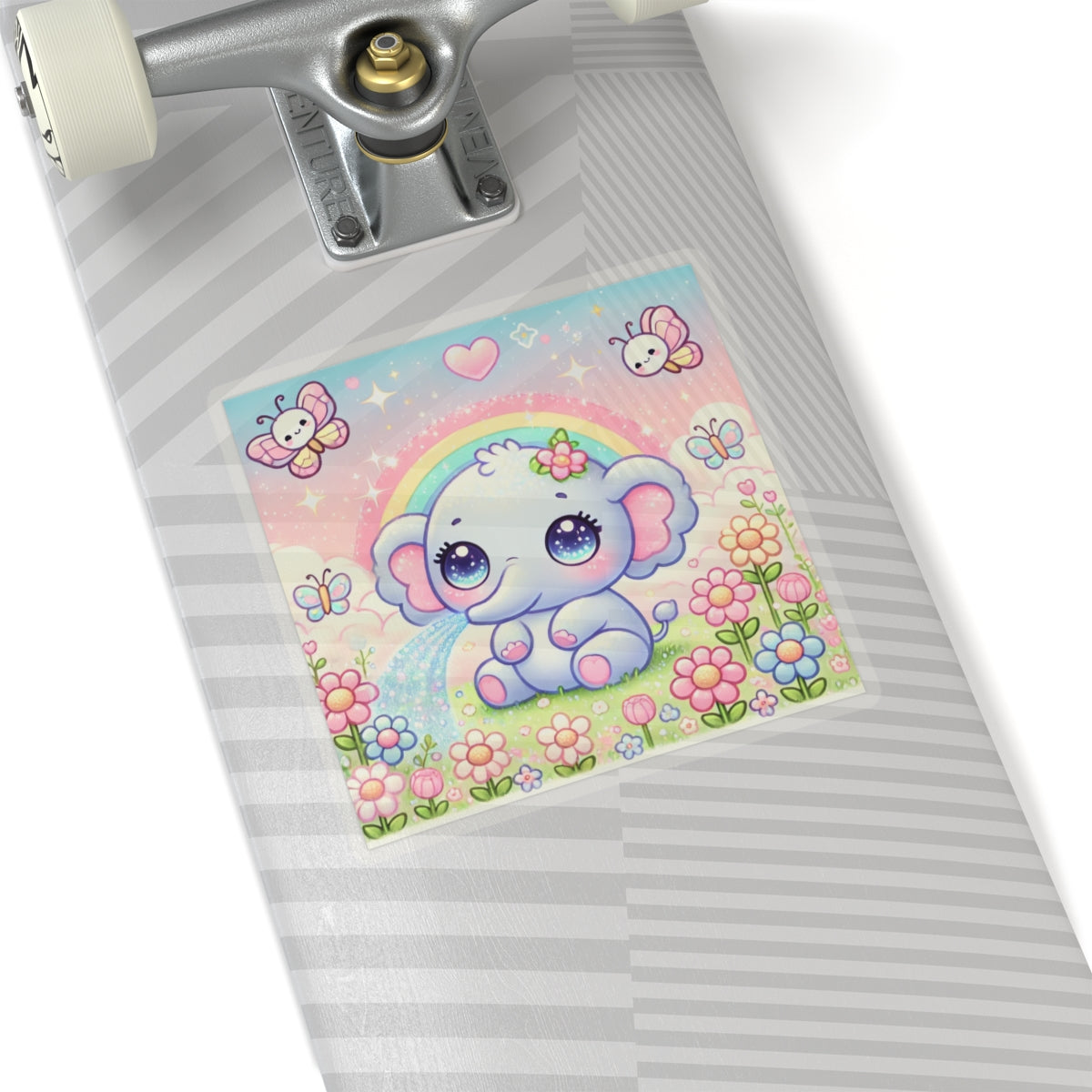 Pastel Rainbow Baby Elephant Floral Sticker