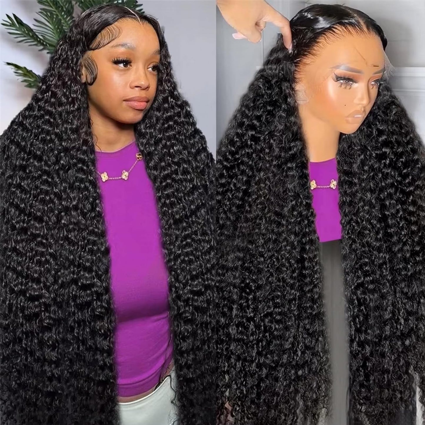 30 Inch Deep Wave Lace Front Wigs Human Hair 250 Density 13x6 HD Lace Frontal Wigs Human Hair Pre Plucked Deep Curly Glueless Human Hair Wigs for Women