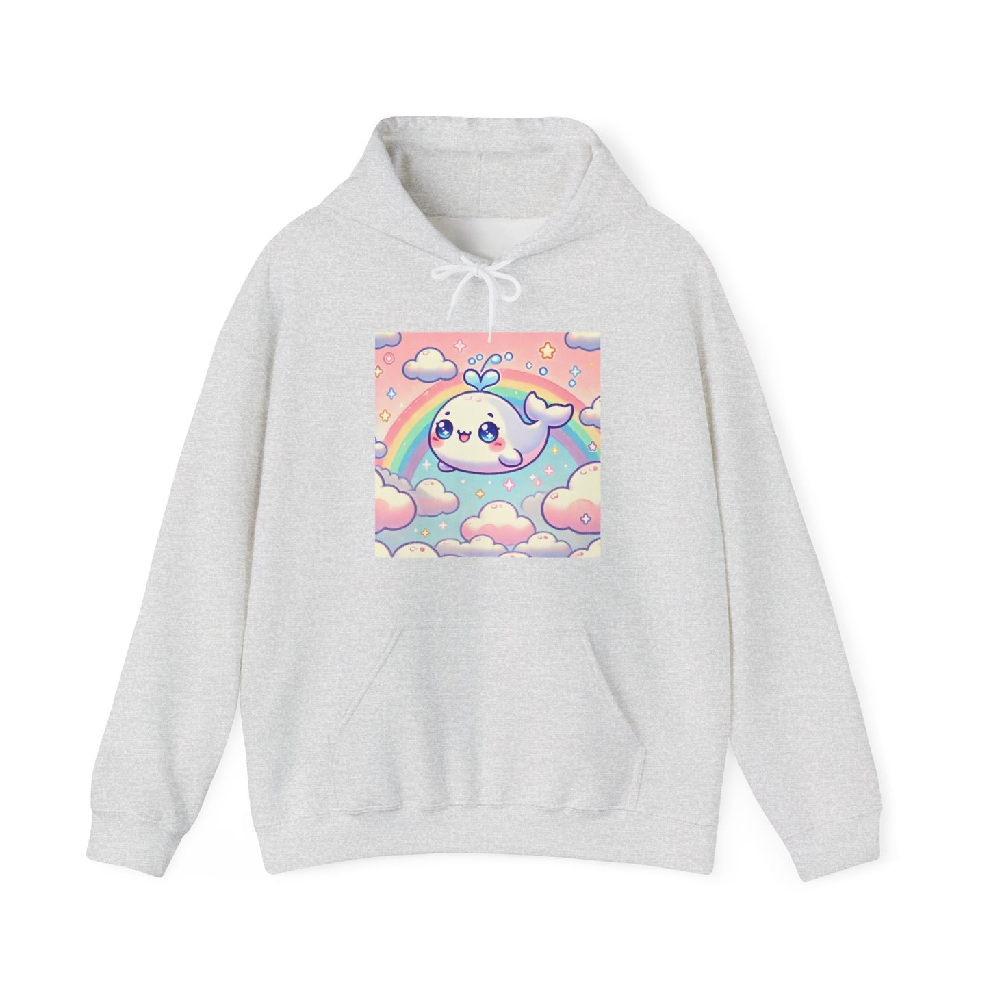 Kawaii Rainbow Whale Pastel Cloud Hoodie