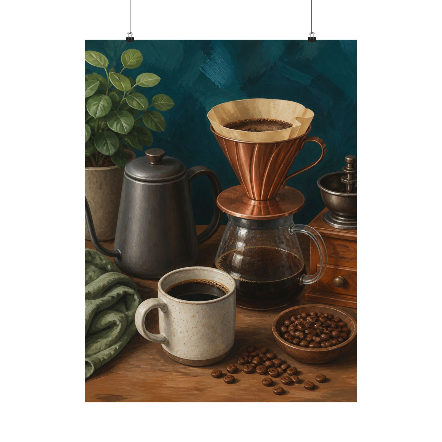 Warm Home Coffee Brewing Art Poster