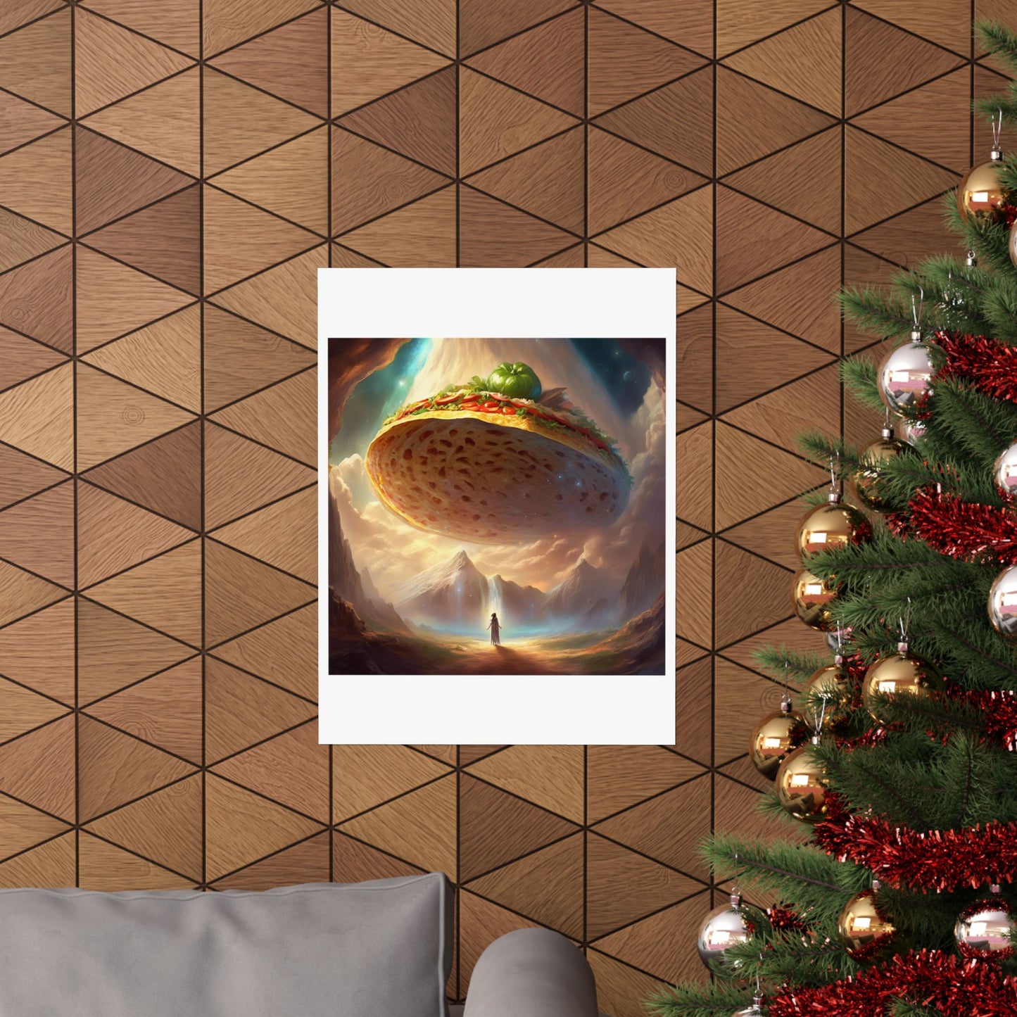 Cosmic Taco UFO Surreal Food Fantasy Art Poster