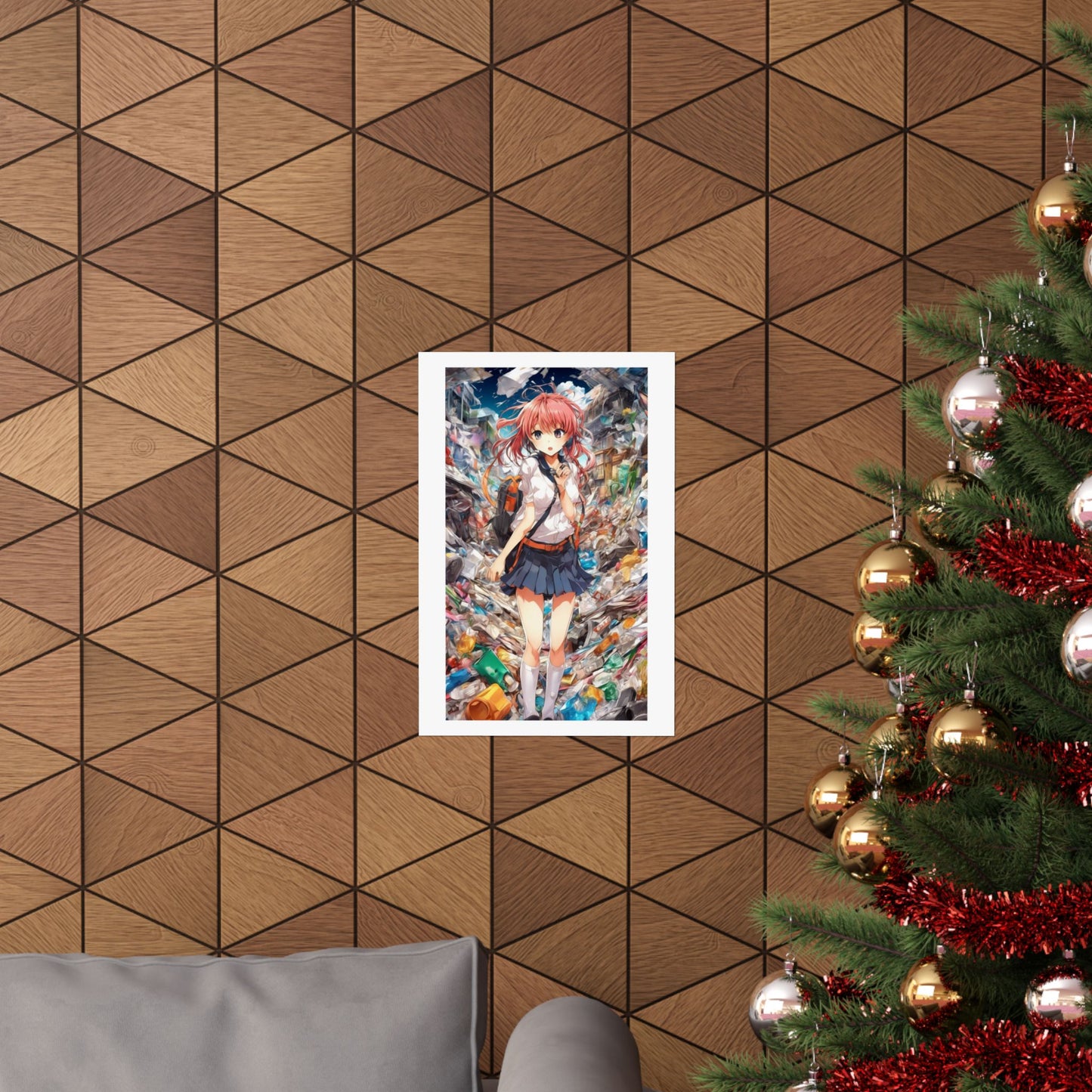 Recycling Day Anime Schoolgirl Eco Street Art Poster