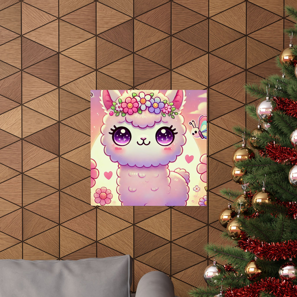 Pastel Floral Alpaca Garden Kawaii Wall Art Poster