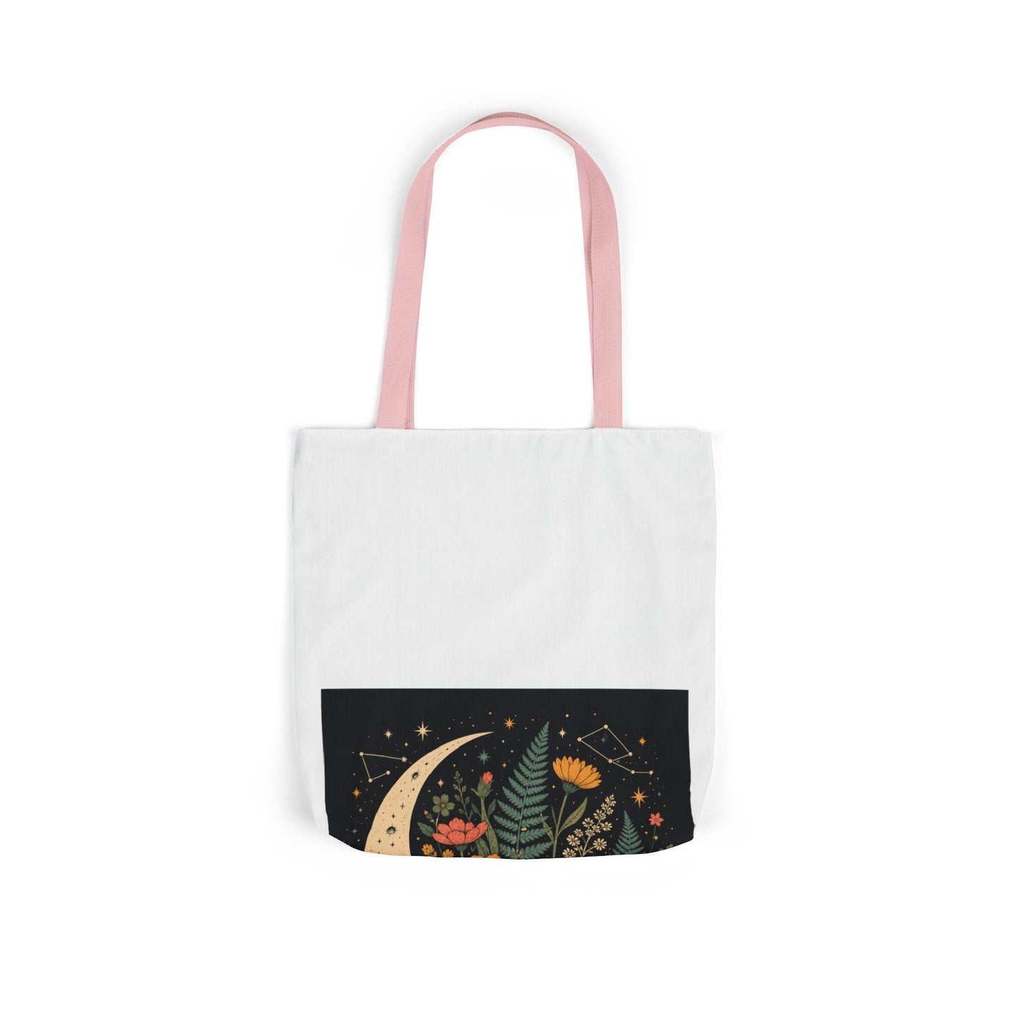 Celestial Wildflower Crescent Moon Botanical Tote Bag