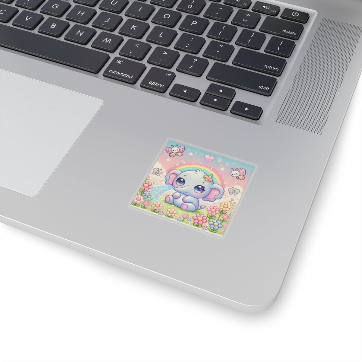 Pastel Rainbow Baby Elephant Floral Sticker