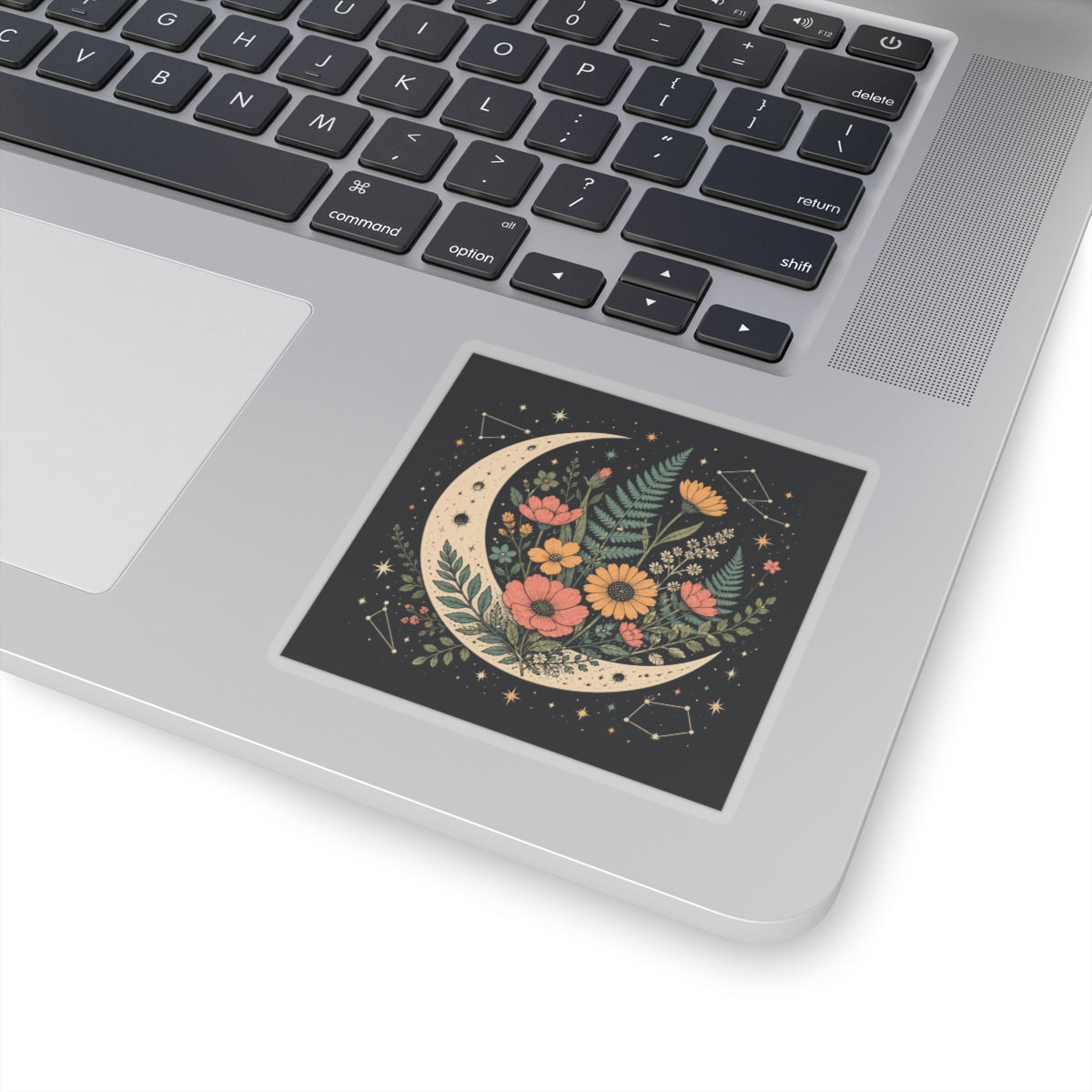 Celestial Wildflower Crescent Moon Botanical Sticker