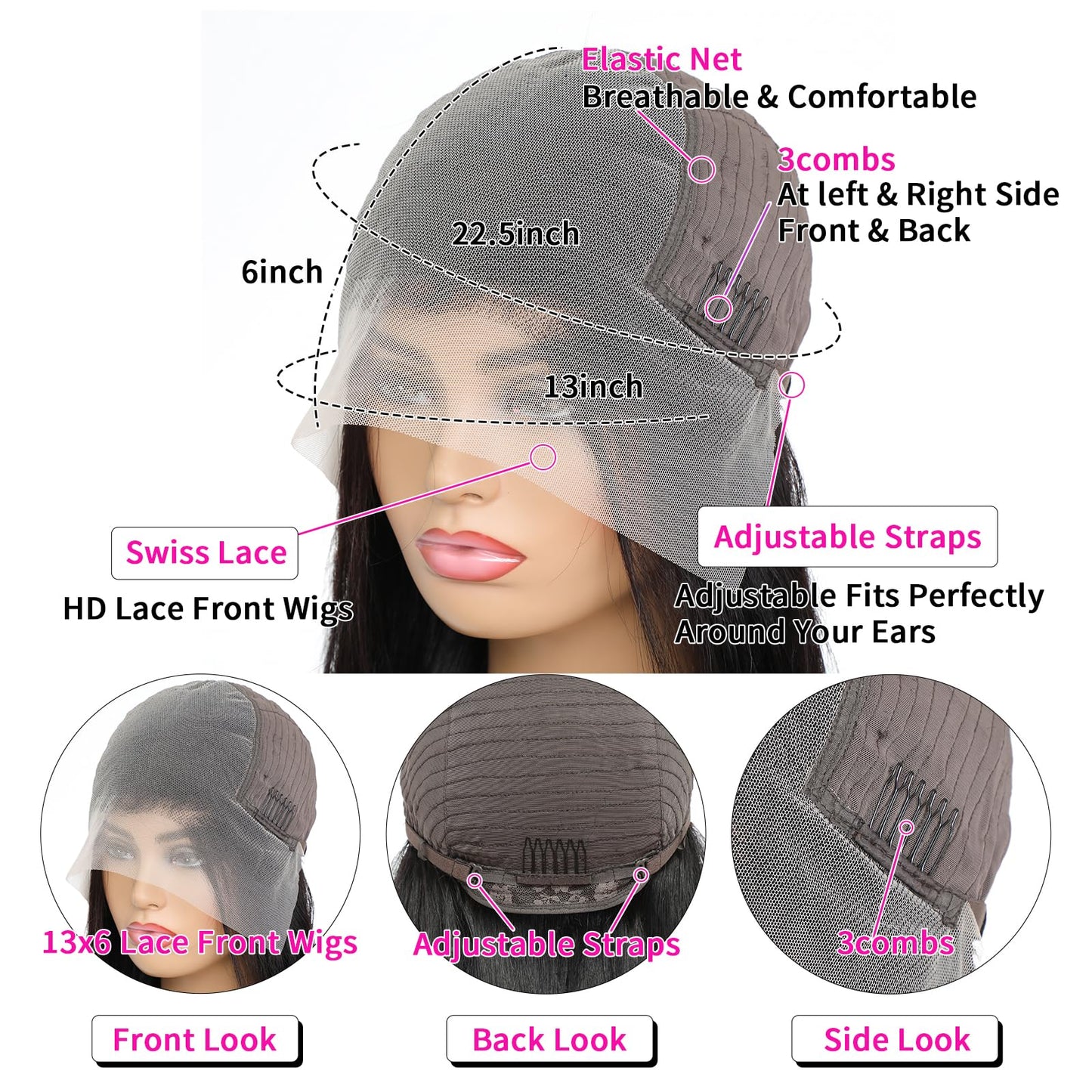 30 Inch Deep Wave Lace Front Wigs Human Hair 250 Density 13x6 HD Lace Frontal Wigs Human Hair Pre Plucked Deep Curly Glueless Human Hair Wigs for Women