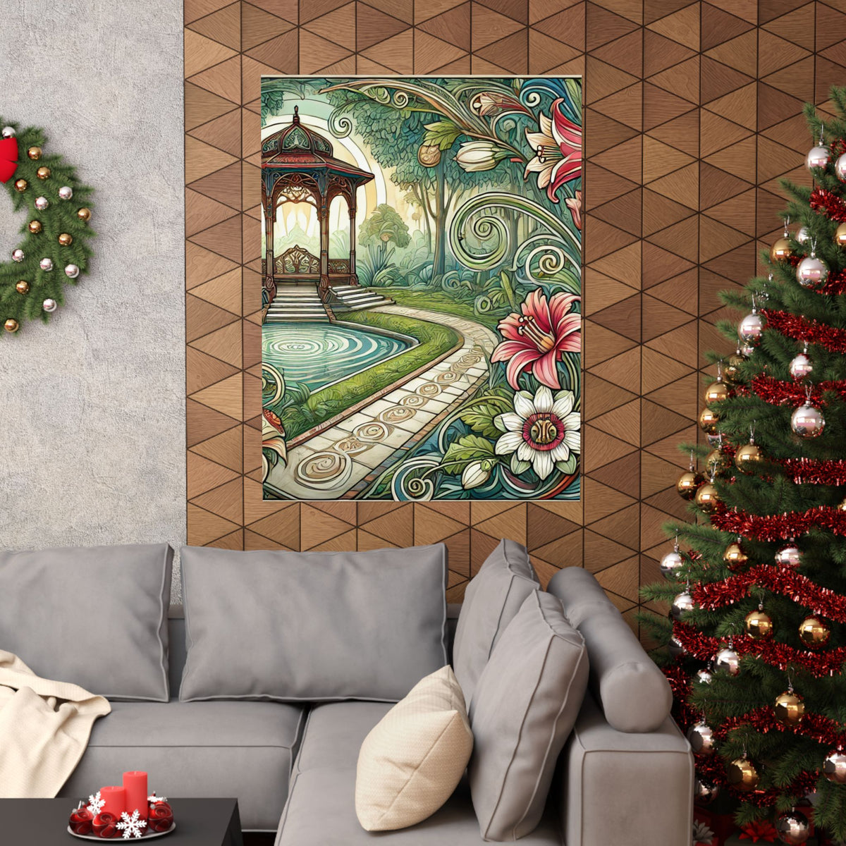 Botanical Gazebo Garden Art Nouveau Wall Art Poster