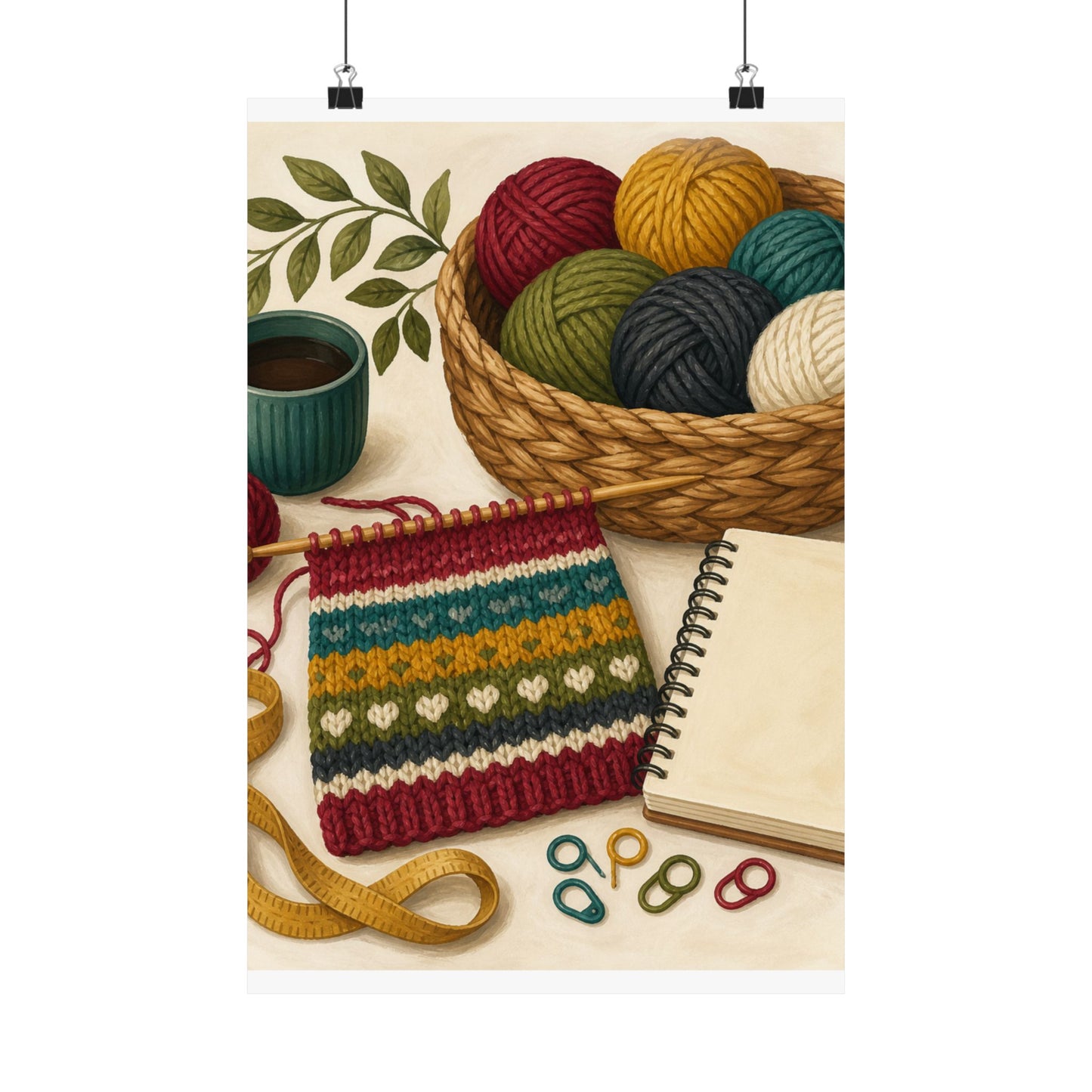 Cozy Knitting and Yarn Hobby Art Poster