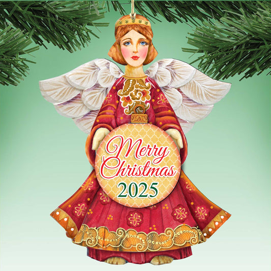2025 Dated Wooden Nativity Angel Ornaments by G. Debrekht - Holiday Decor - 8152722-4-D25