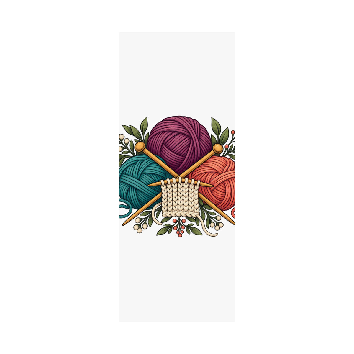Retro Yarn and Knitting Botanical Art Poster