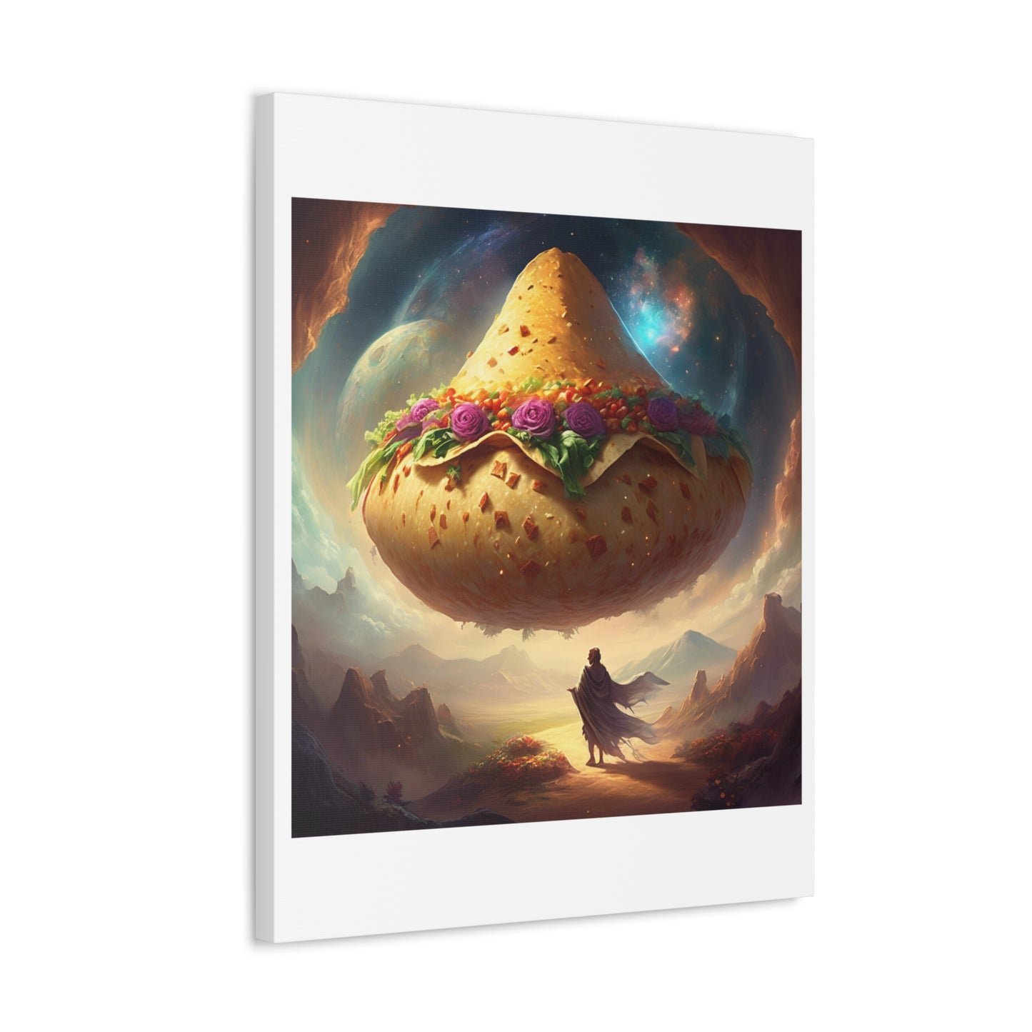 Cosmic Taco Planetoid Surreal Food Fantasy Art Canvas