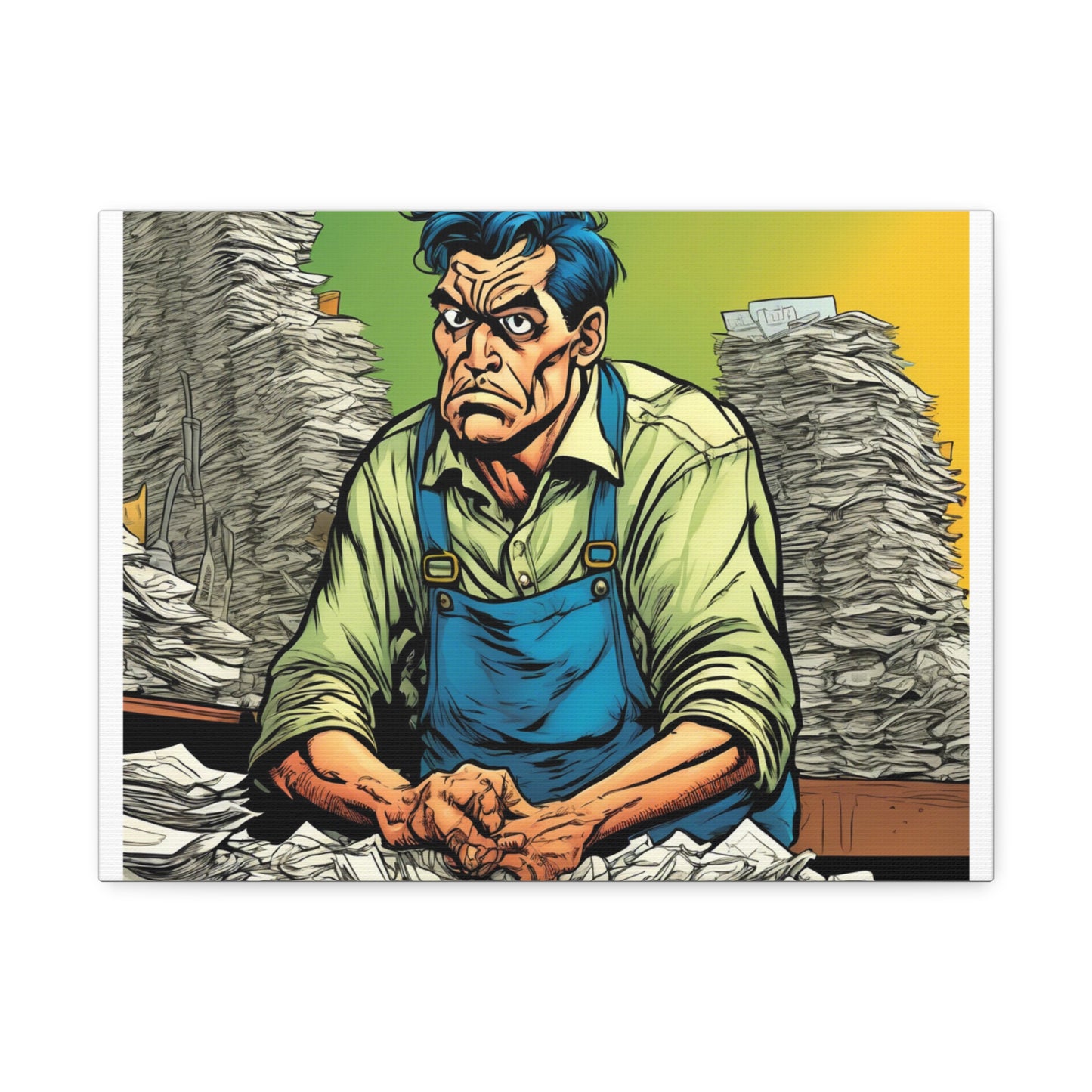 Paperwork Chaos Desk Worker Funny Office Art Canvas