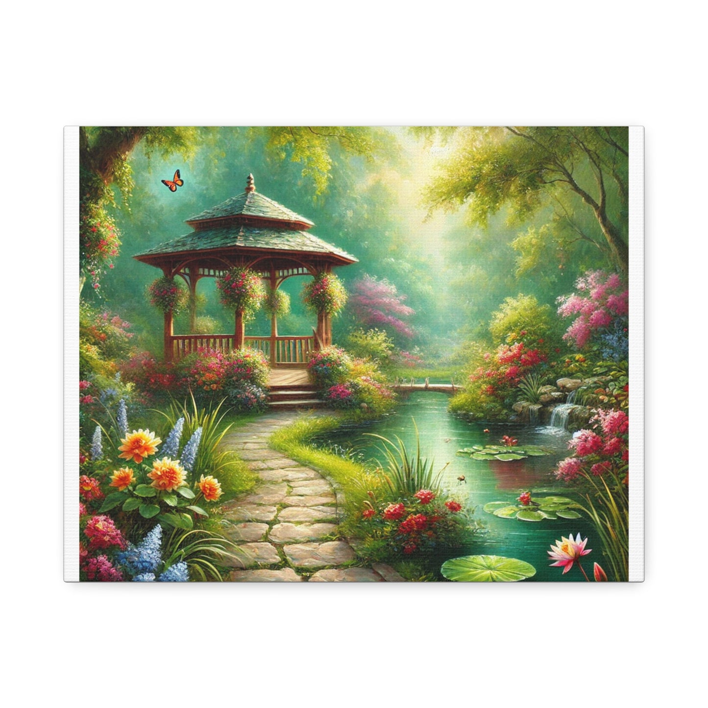 Spring Garden Gazebo Floral Landscape Canvas