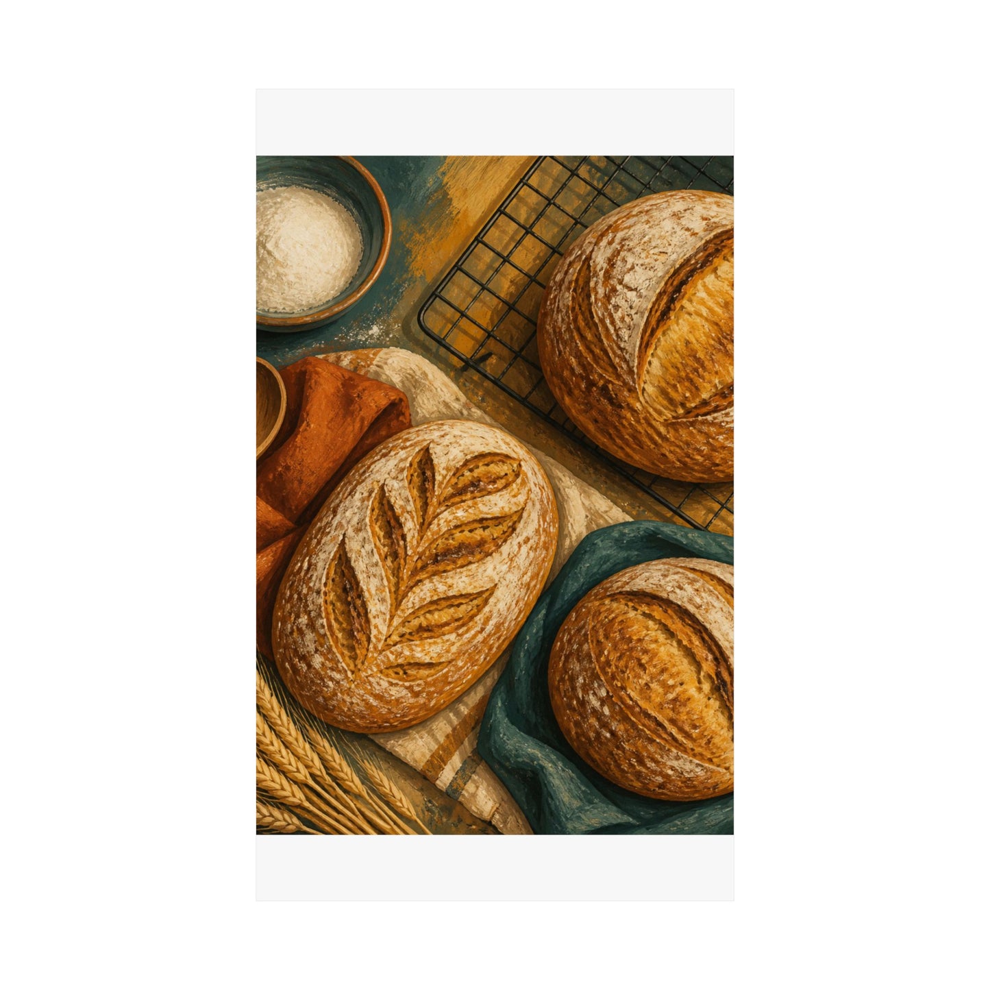 Artisan Bread Baking Still Life Poster