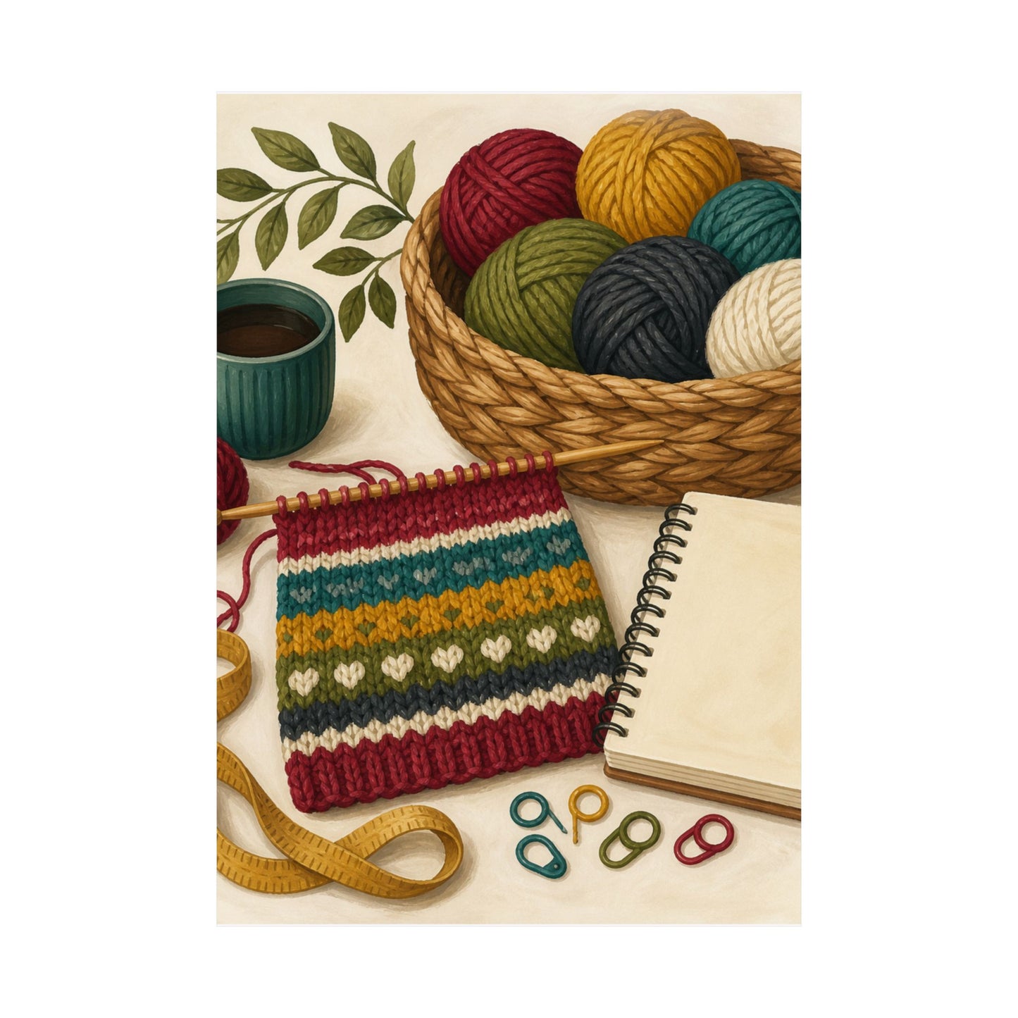 Cozy Knitting and Yarn Hobby Art Poster