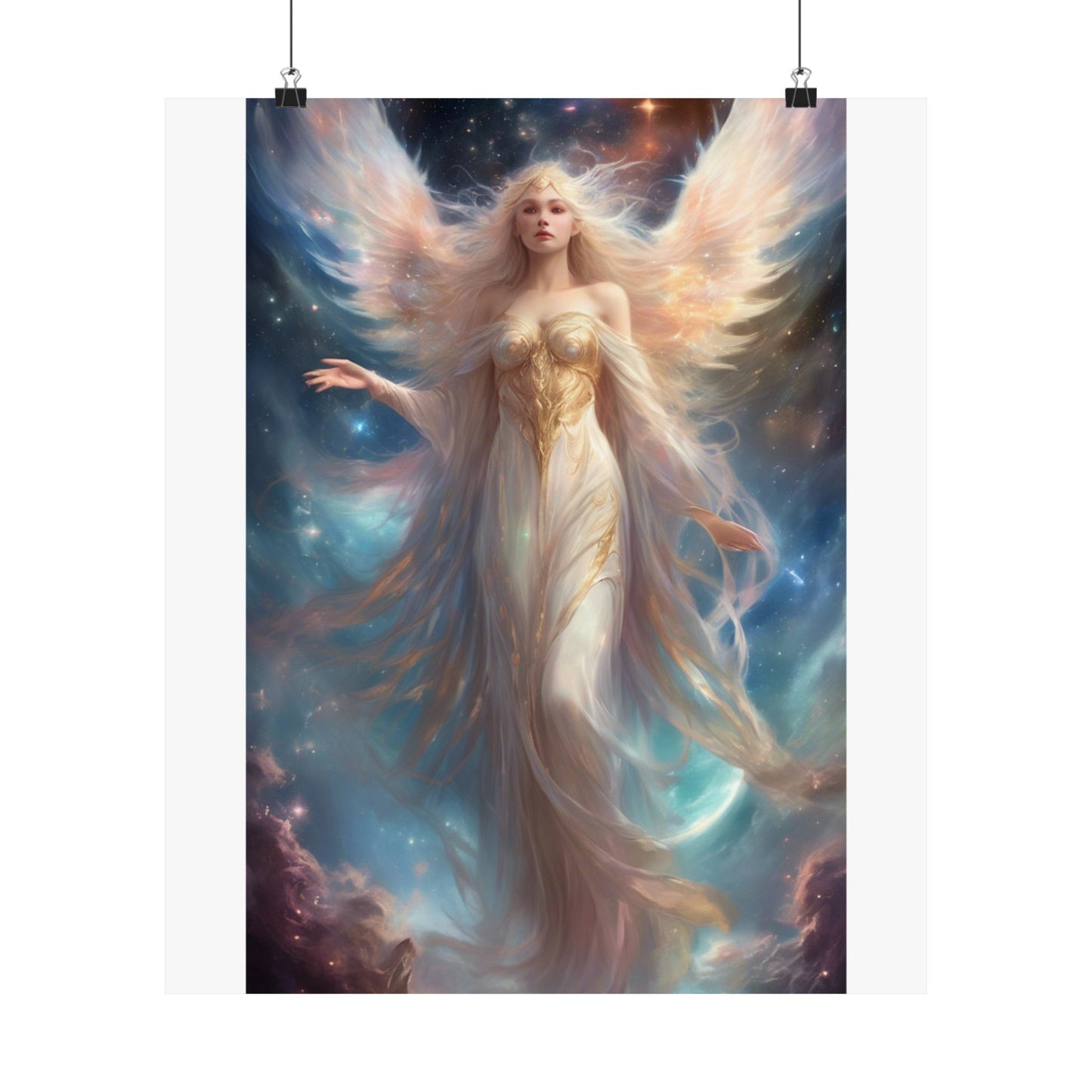 Celestial Winged Heroine Fantasy Portrait Poster