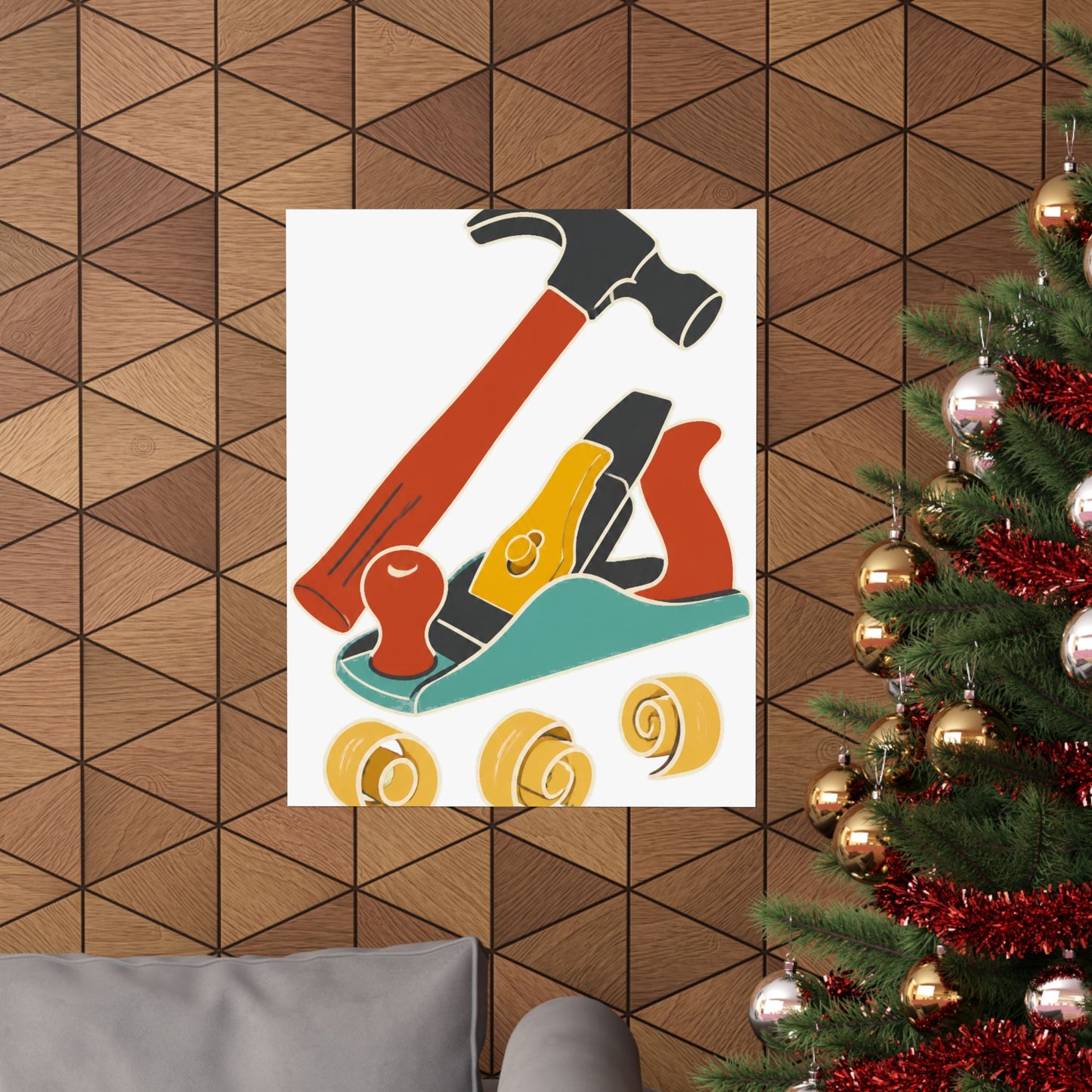 Carpenter Hammer Hand Plane Woodworking Art Poster