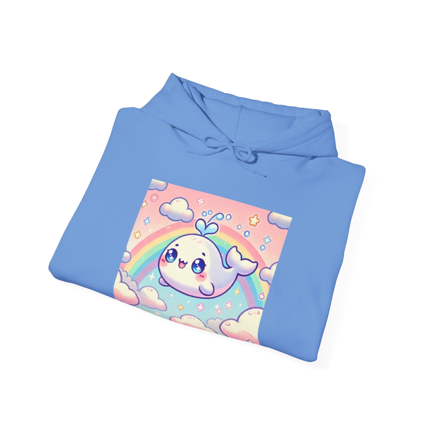 Kawaii Rainbow Whale Pastel Cloud Hoodie