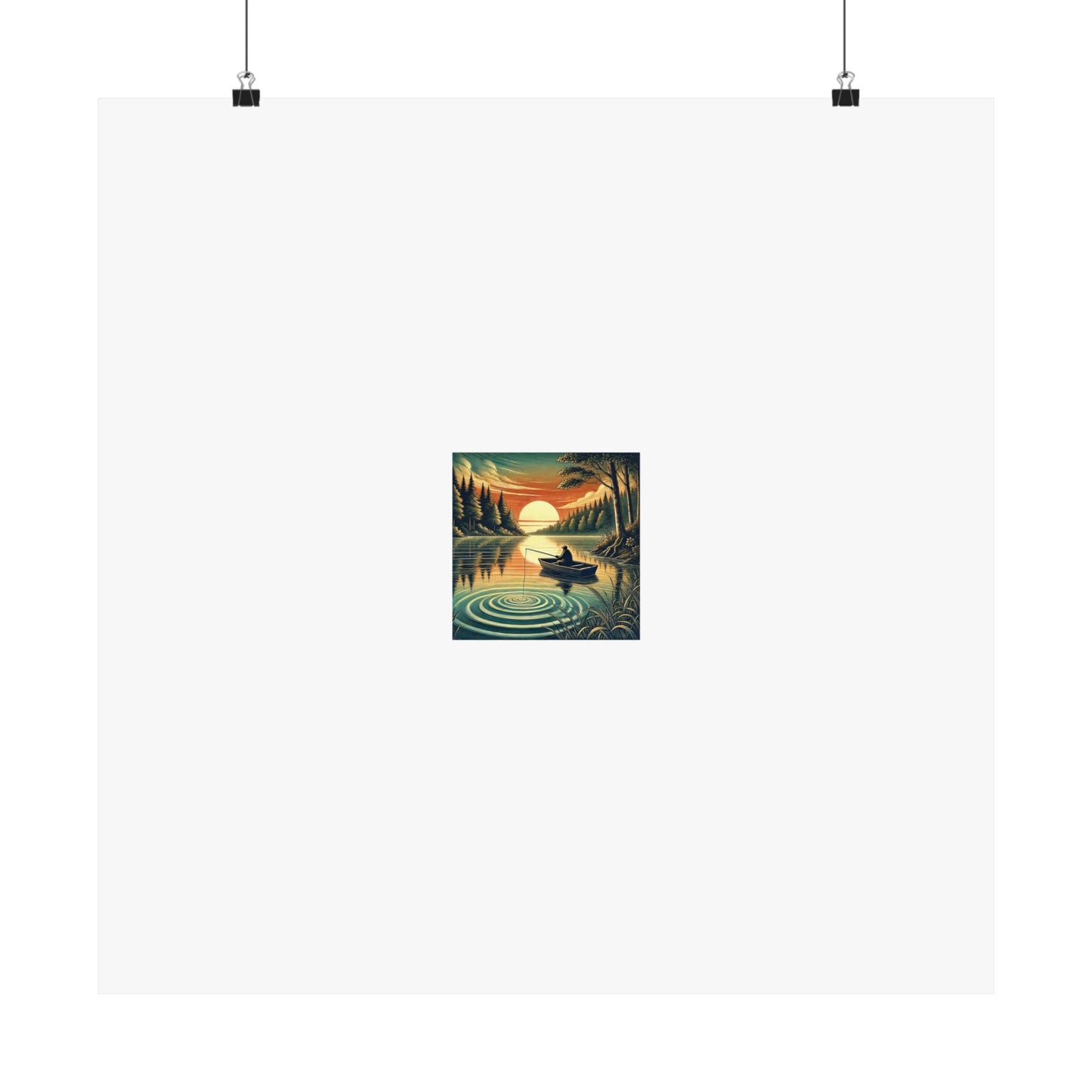 Sunset Lake Fishing Retreat Poster Lake House Fishing Wall Art Gift