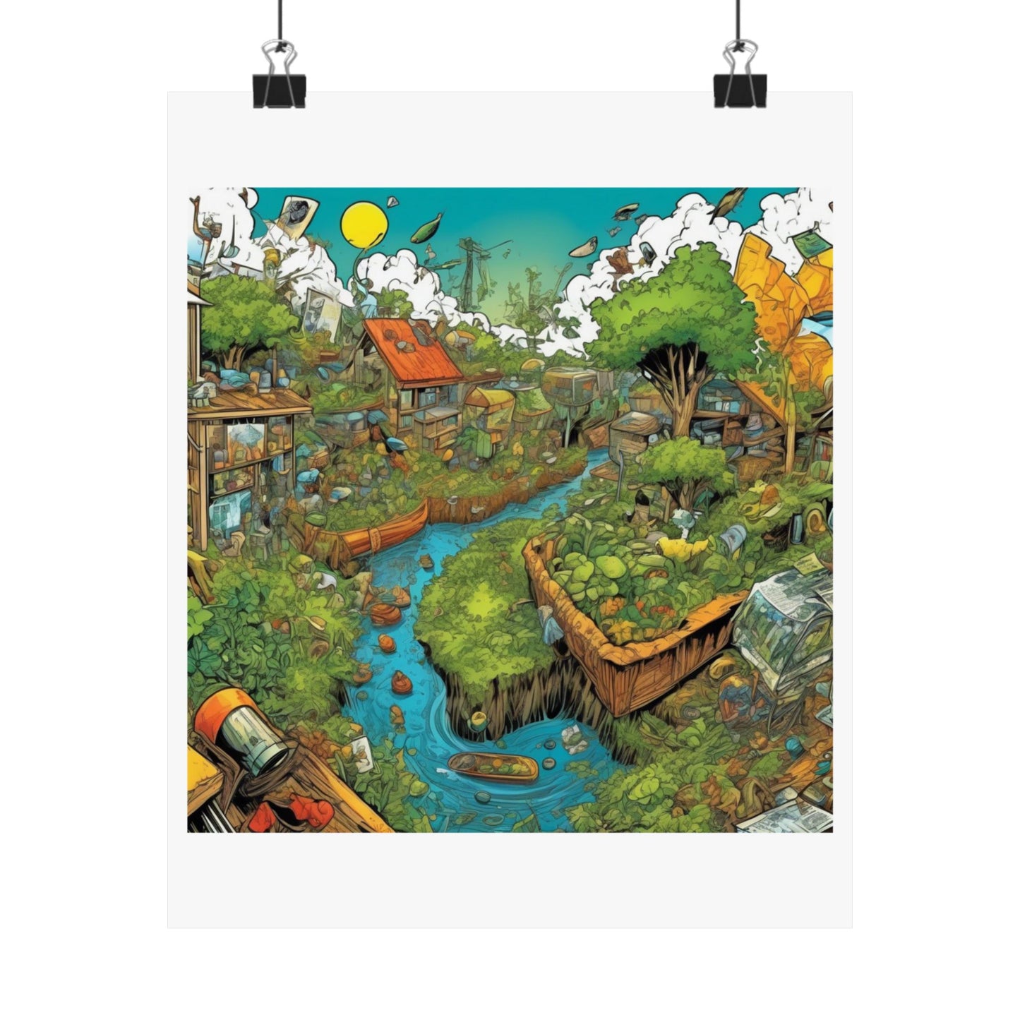 Whimsical Garden Stream Nature Gift Art Poster