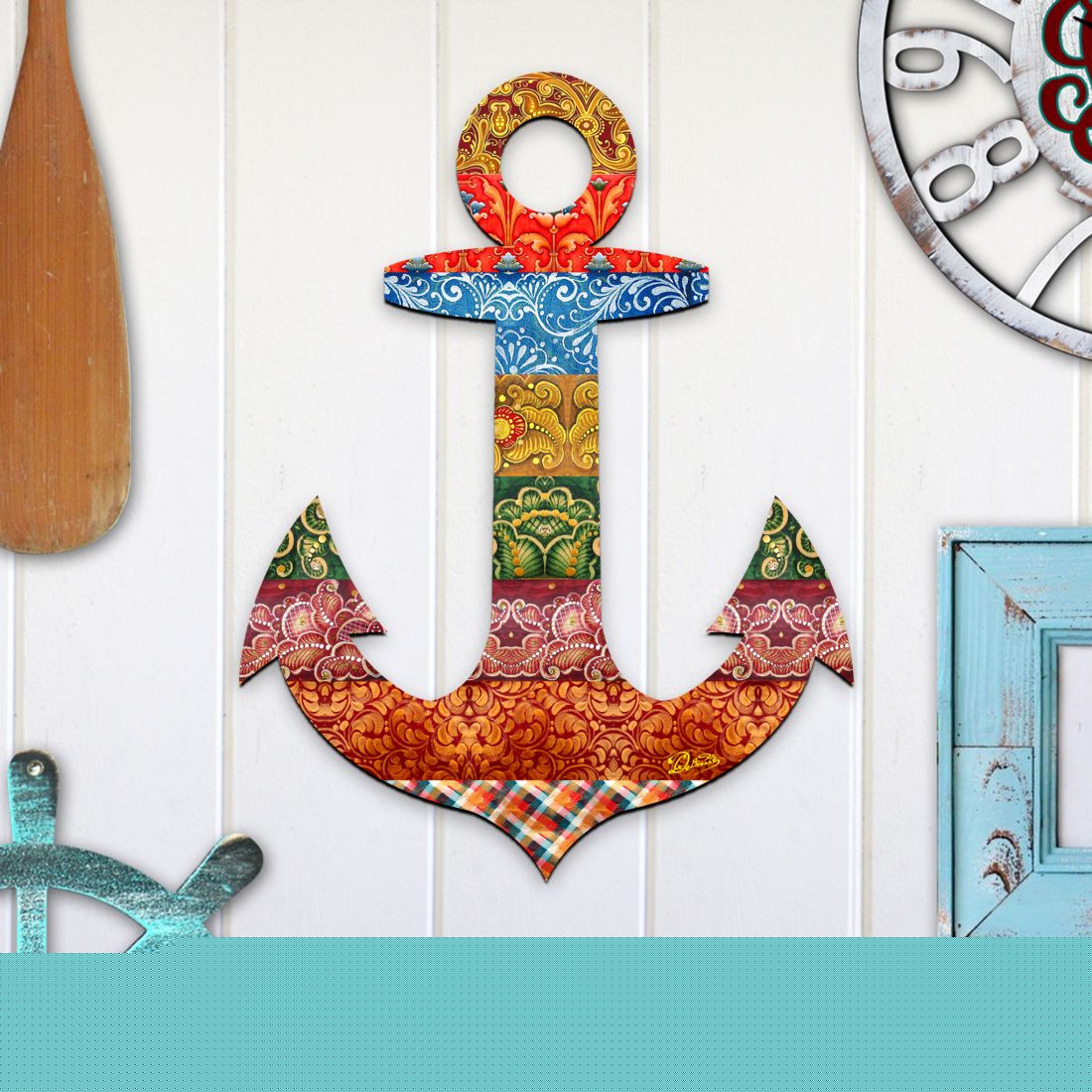 Decorated Anchor Coastal Door Decor by G. DeBrekht - Coastal Holiday Decor - 8198521-2H