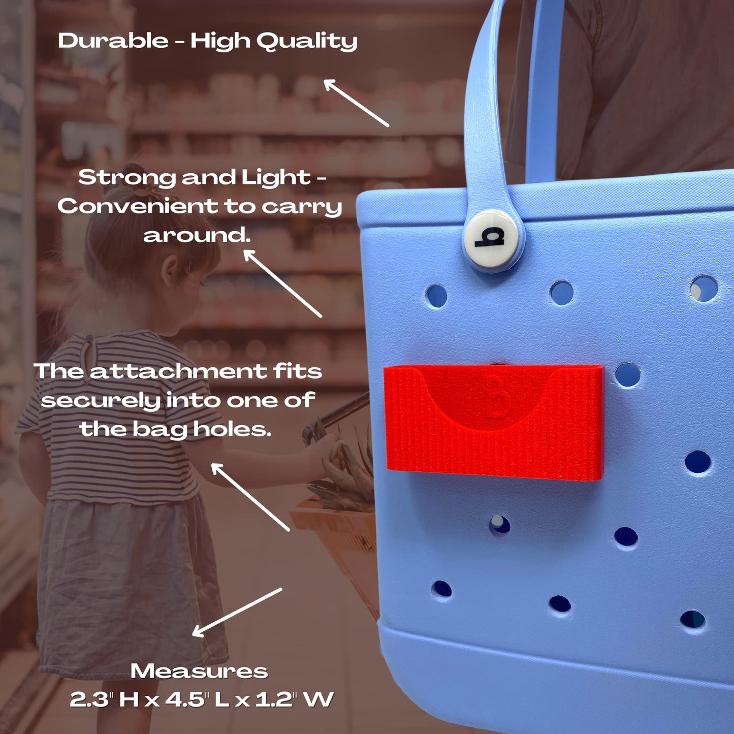 Boglets PREMIUM - Wallet Holder Accessories - Premium Collection - Compatible with Bogg Bag, Simply Southern & other Tote Bags - Decorative Accessories & Organizers - Made in USA - [Red]