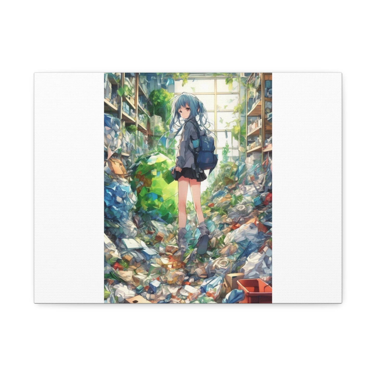 Green Recycling Alley Anime Girl Recycling Alley Canvas