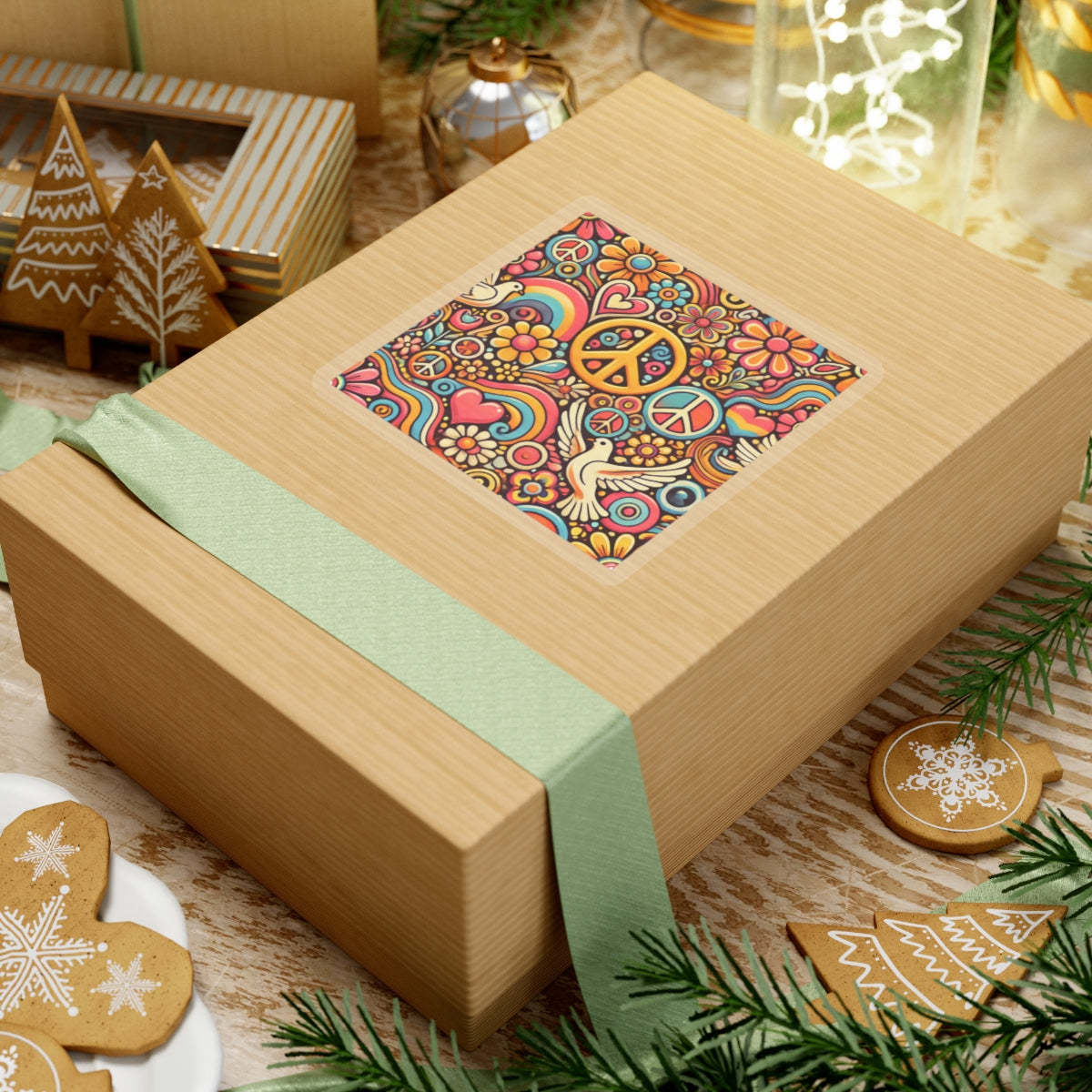 Colorful Peace Floral Pattern Sticker