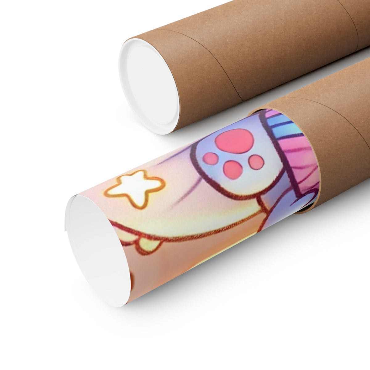 Cozy Kawaii Knitting Cat Pastel Yarn Wall Art Poster