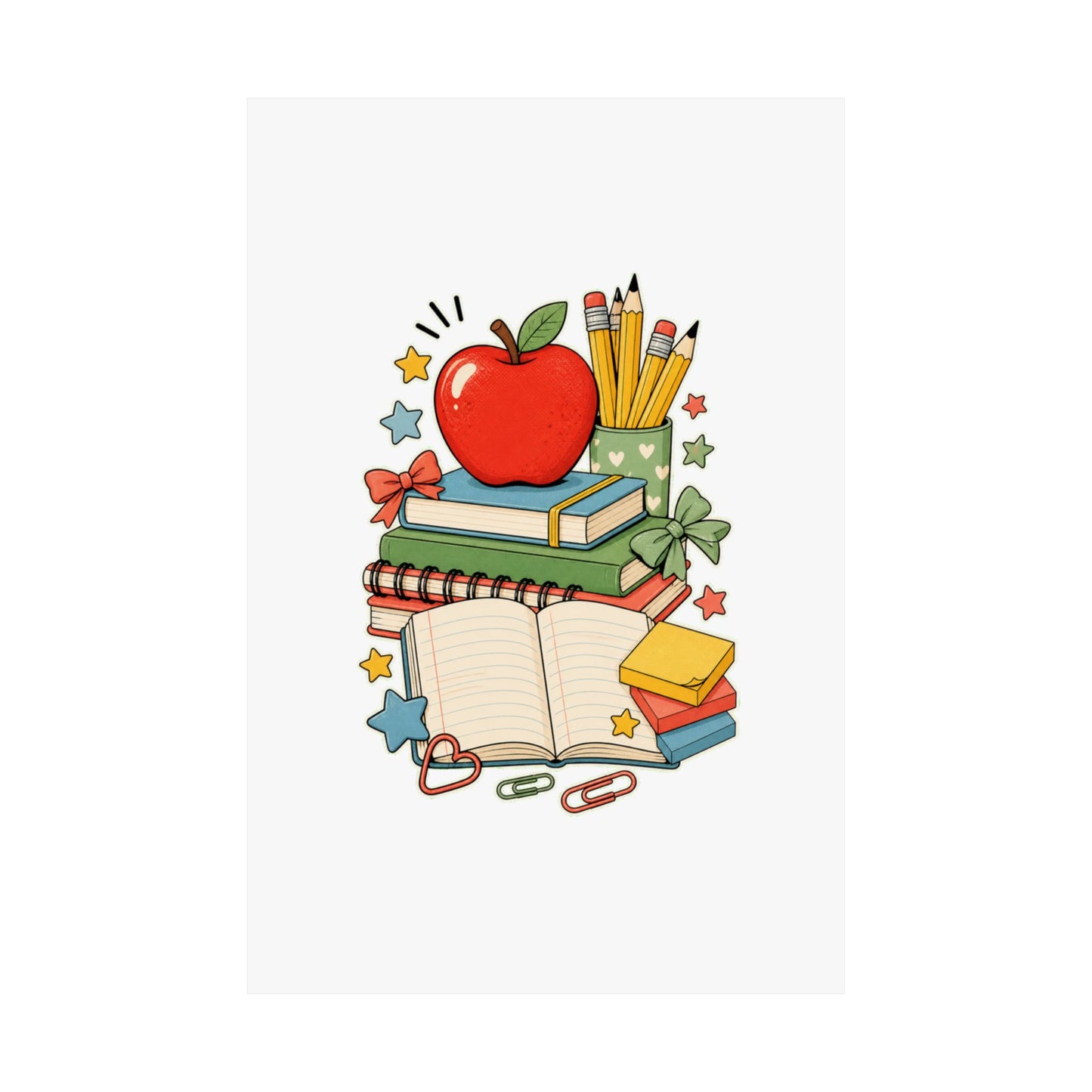 Apple Pencil Desk Stack Classroom Poster