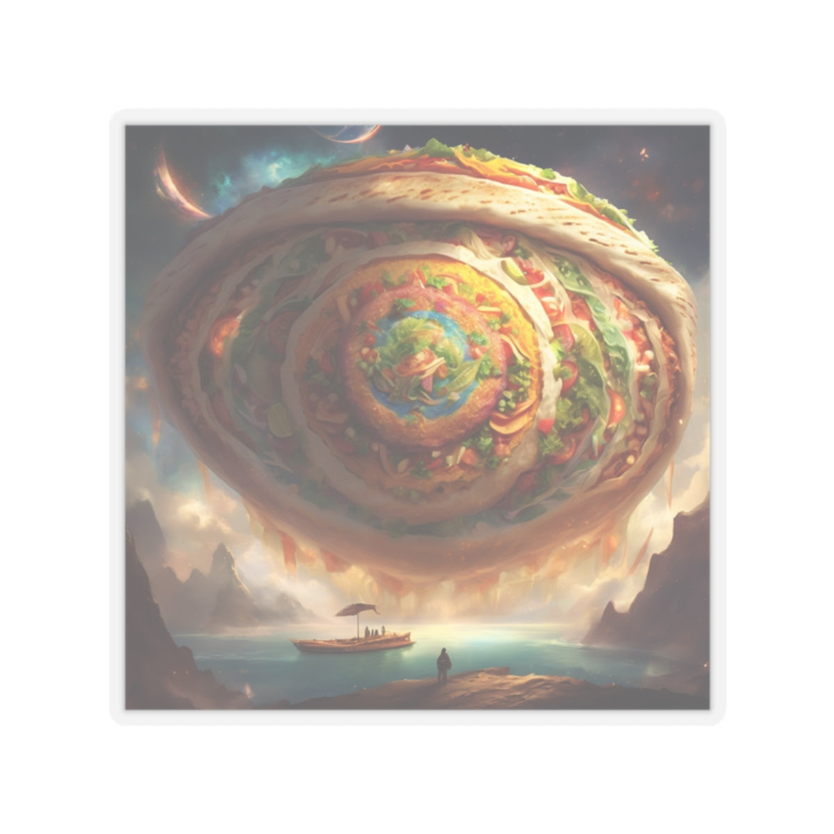 Cosmic Taco Portal Surreal Food Fantasy Art Sticker