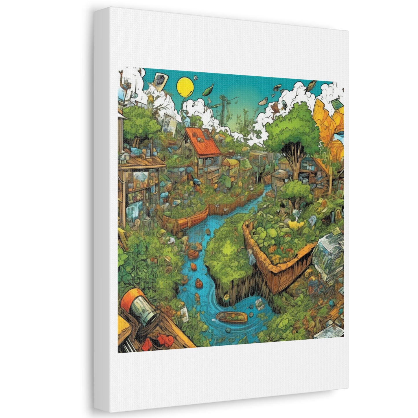 Whimsical Garden Stream Nature Gift Art Canvas