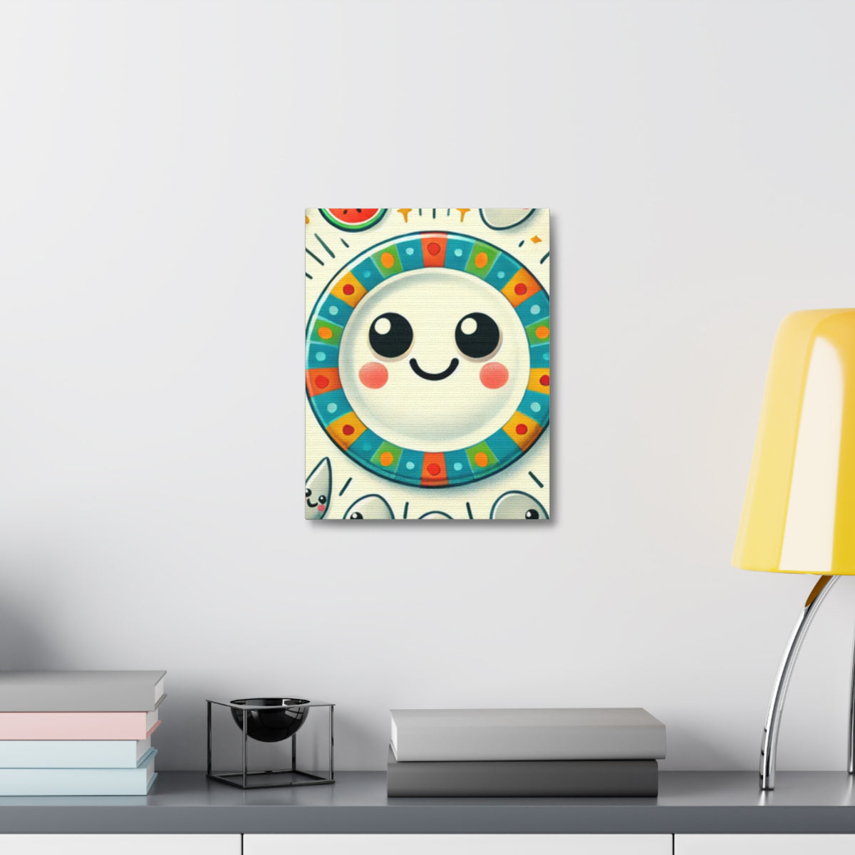 Happy Little Kitchen Club Kawaii Food Canvas Kitchen Wall Art Decor Gift