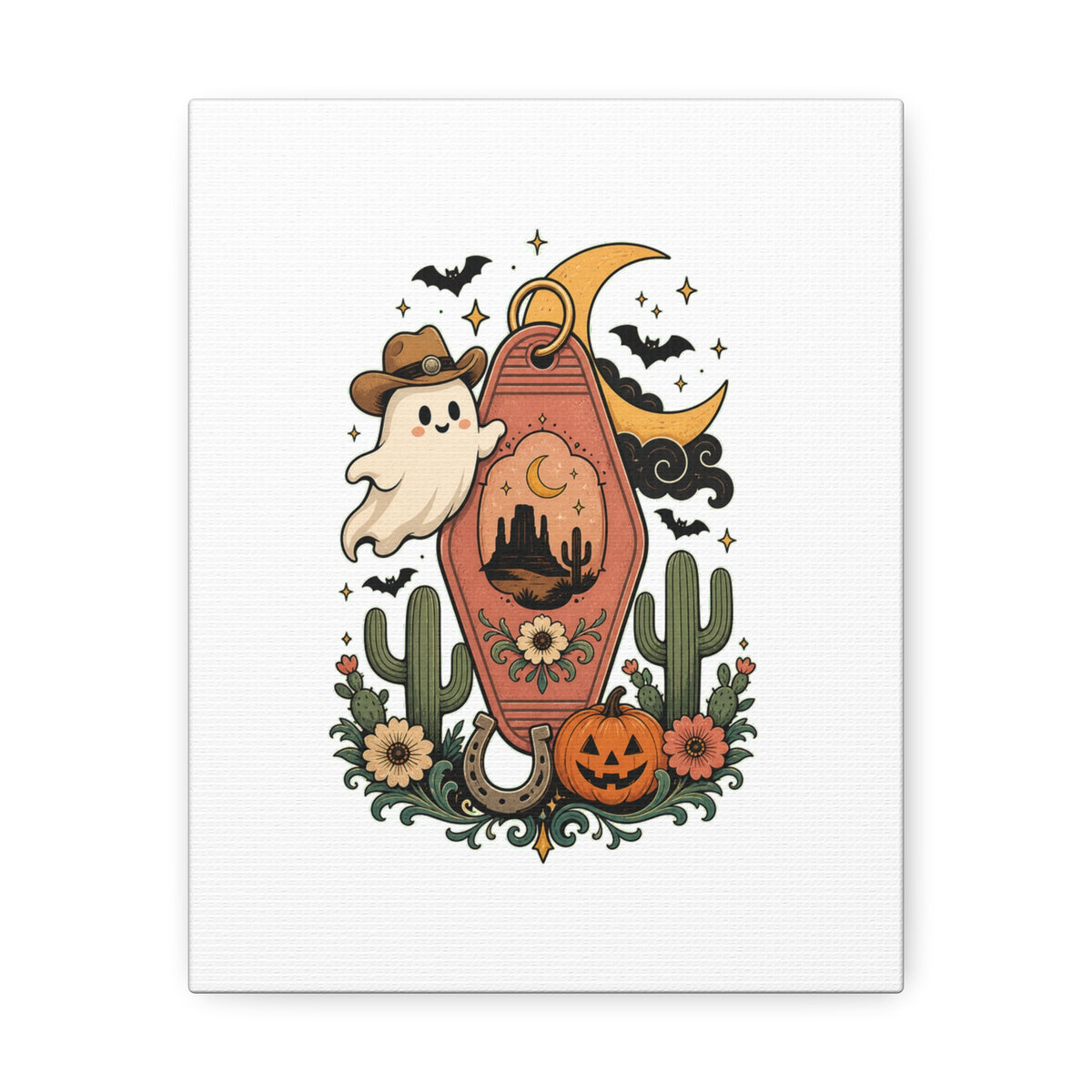 Haunted Desert Keytag Ghost Halloween Canvas