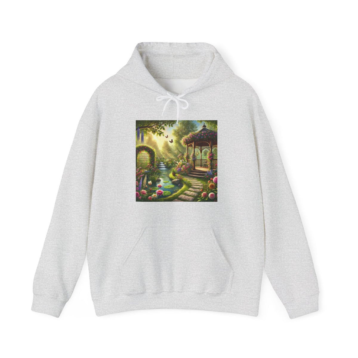 Sunlit Rose Gazebo Cottage Garden Hoodie