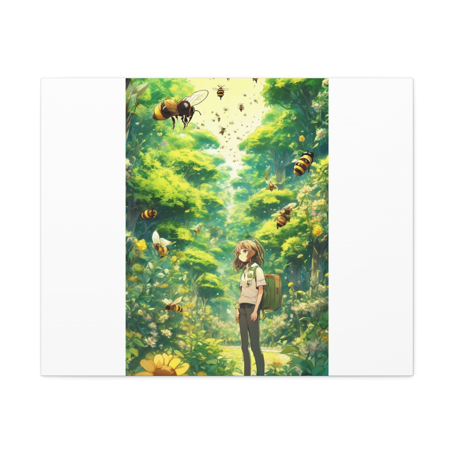 Bee Garden Explorer Anime Nature Art Canvas