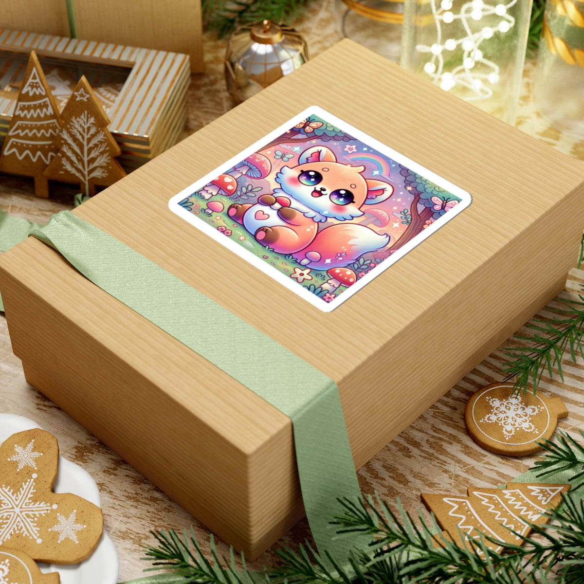 Pastel Woodland Fox Mushroom Kawaii Sticker