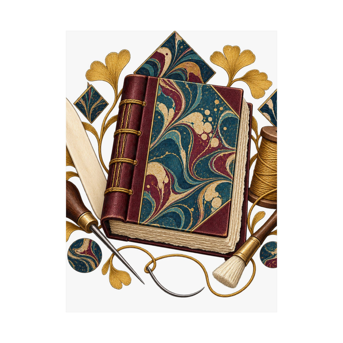 Traditional Marbled Bookbinding Workshop Poster