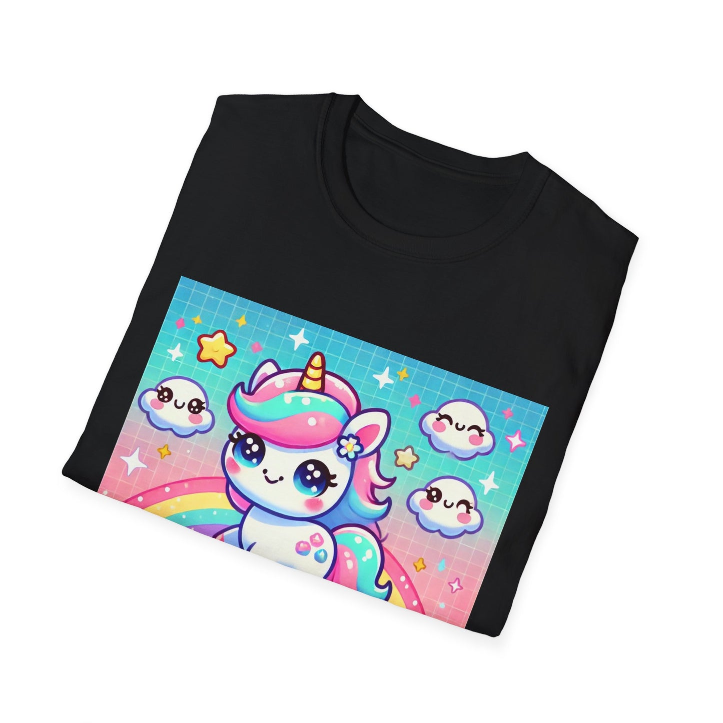 Kawaii Anime Unicorn Unisex Softstyle T-Shirt - Cute & Stylish Tee for Anime Lovers - Comfortable Casual Wear for All Genders