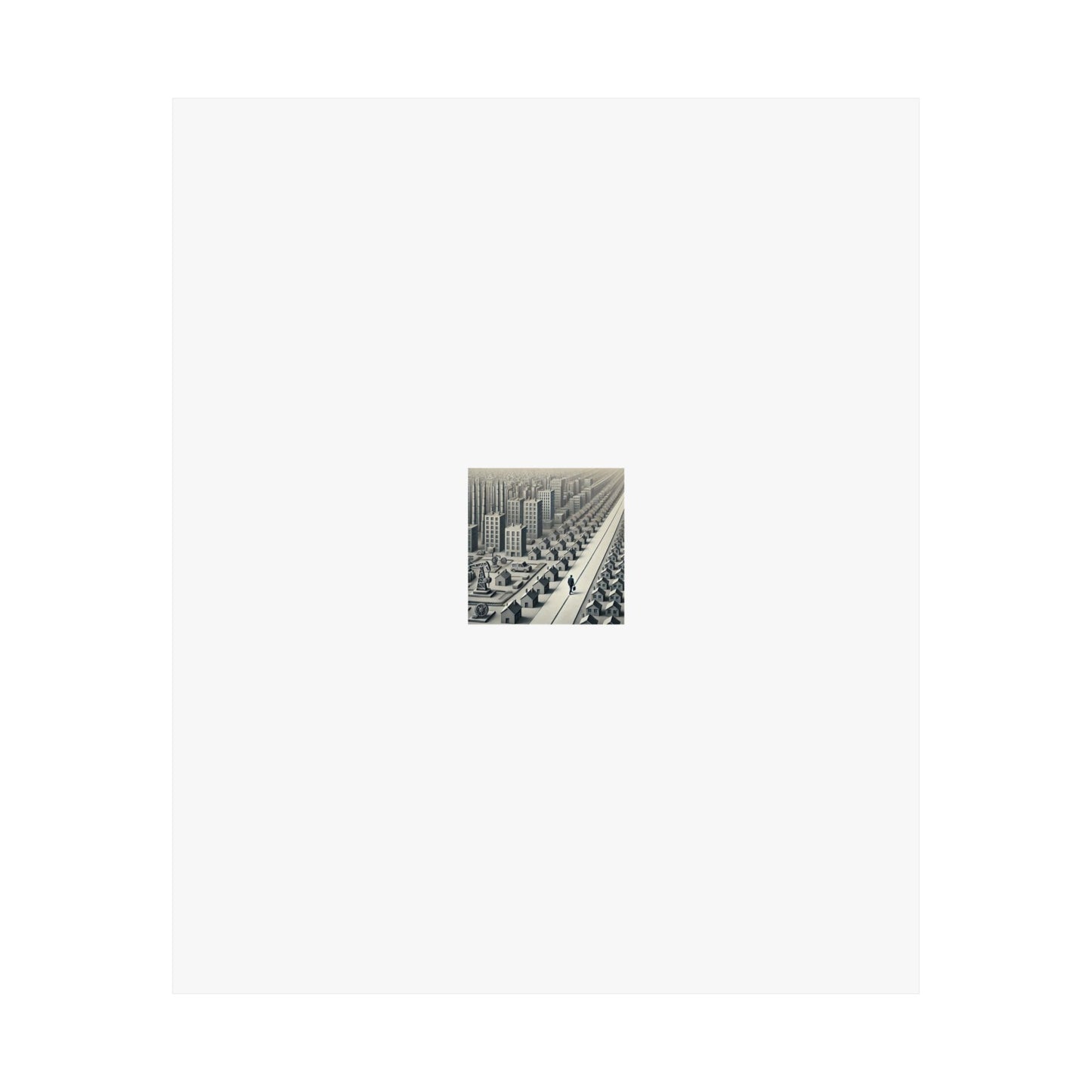 Monochrome Urban Factory Cityscape Poster Industrial Wall Art Gift